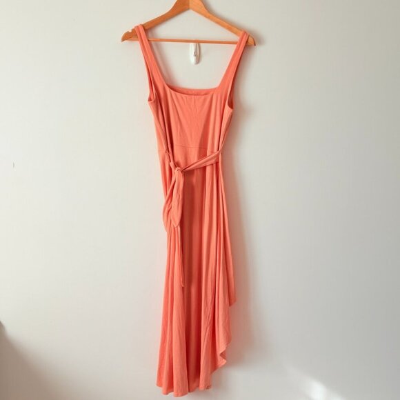 Aritzia Wilfred Saturn Wrap Midi Jersey Dress Coral Pink Size Large - Picture 5 of 8